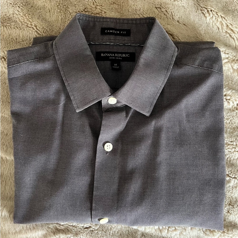 Banana Republic Men's Gray Shirt, Camden Fit, Non-Iron, 100% Cotton, Size M